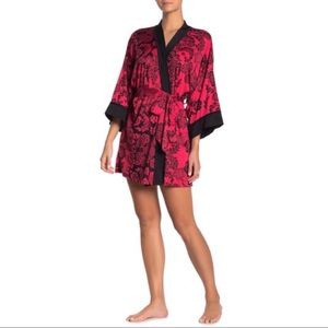 In Bloom by Jonquil Robe Red Black Satin Floral